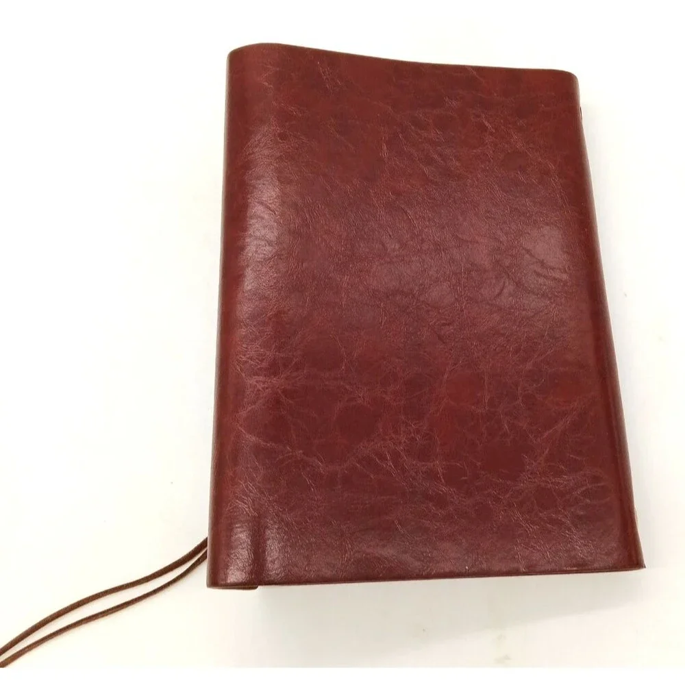 Vtg Burgundy PU Leather Embossed Girl/Butterfly Dress Refillable Journal  NWOT